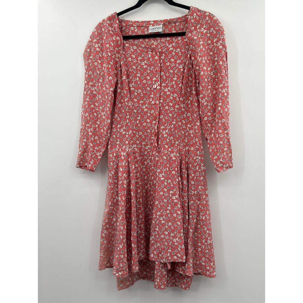 Lorenzo Silk Dress Size 8 Made in Italy Elephant Print Novelty Cottagecore